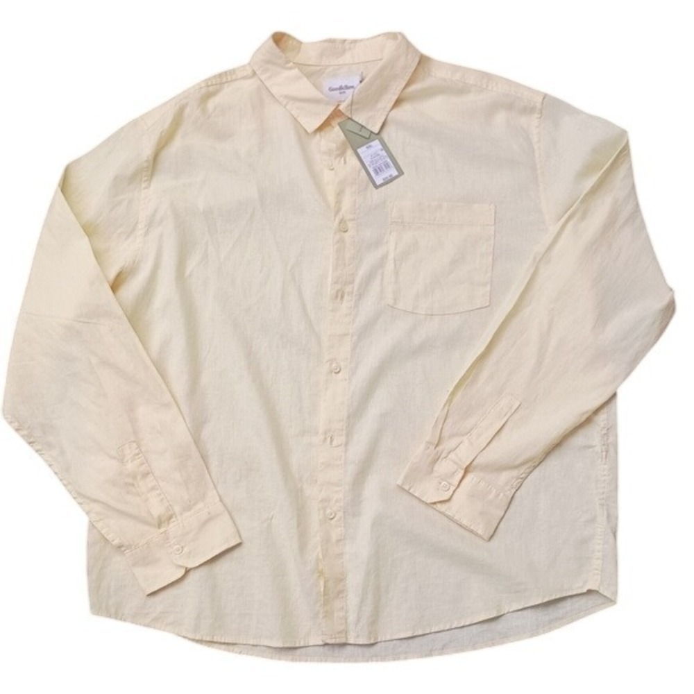 Yellow linen/cotton button up shirt NWT SKUM029‎
